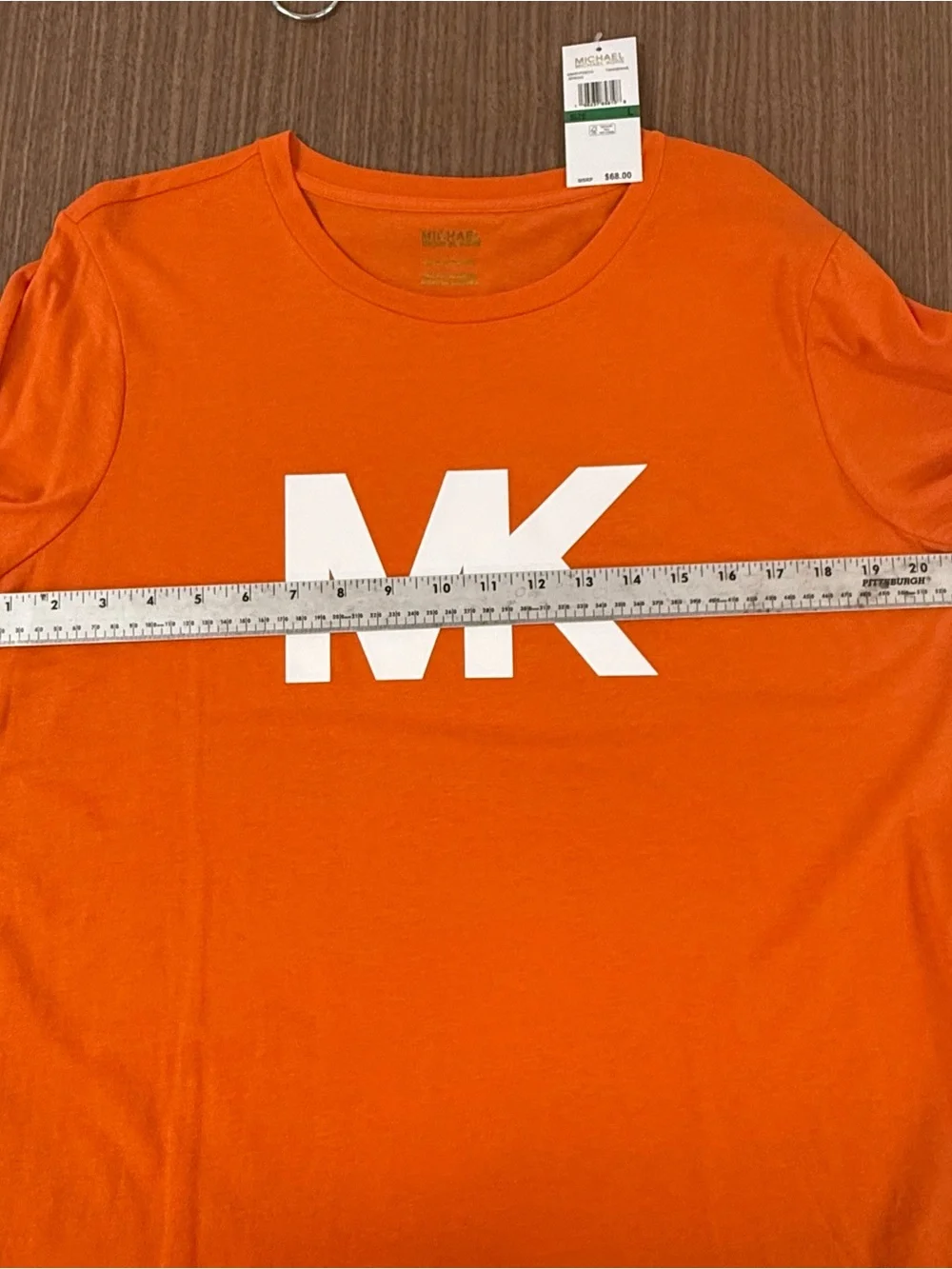 Michael Kors Orange Short-Sleeve Tee with White MK Logo